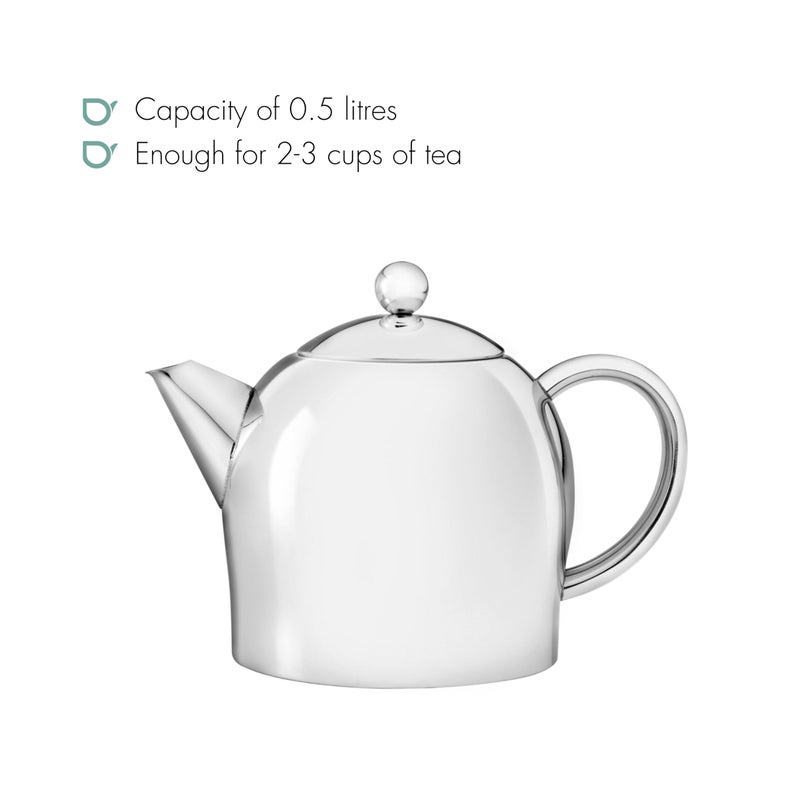 bredemeijer Santhee Double Walled Teapot, 0.5-Liter Stainless Steel Glossy Finish with Glossy Accents - Image 5